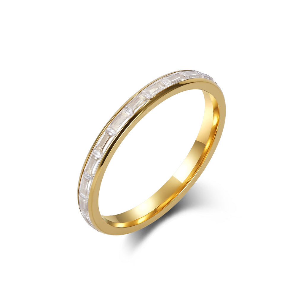 Wholesale  2mm Titanium Steel Diamond Ring